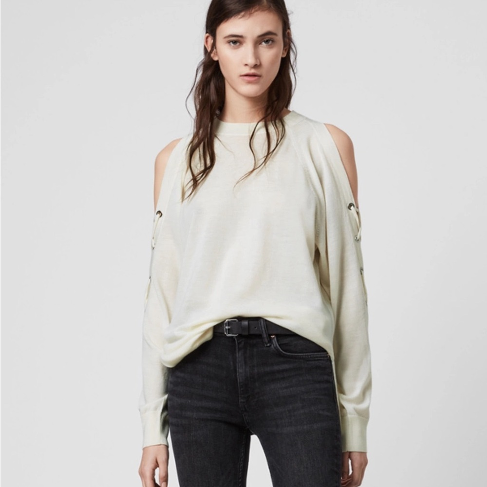 All Saints Cream Merino Sweater